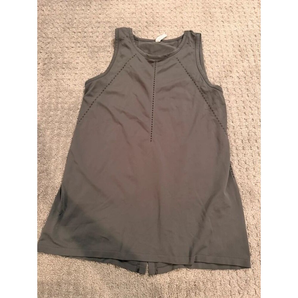 Athleta Foothill Seamless High-Neck Split-Back Tank Top – Olive Green